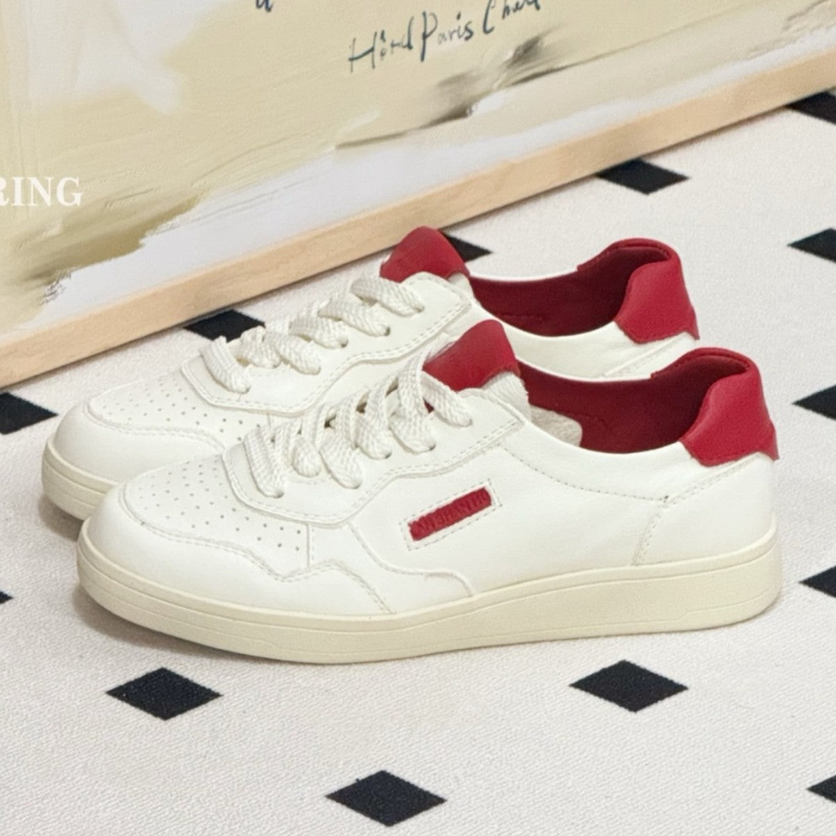 Women's Round Toe Flat Bottom Versatile White Korean Spring Sports Women's Casual Shoes