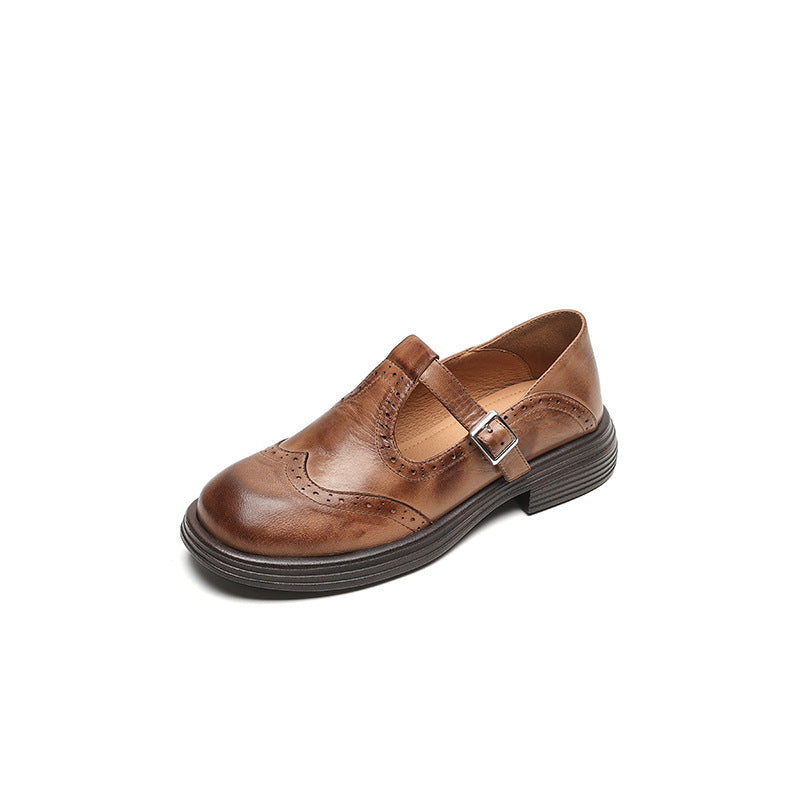 Sheepskin Size Retro Style Wipe Color Mary Women's Fashion Shoes