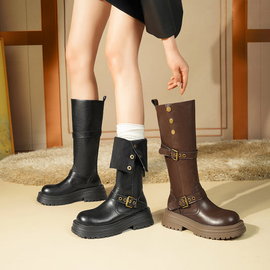 Women's Autumn High Platform Retro Western Slimming Fashionable Boots