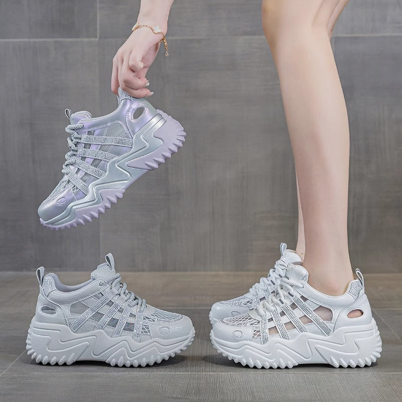 Women's Breathable Clunky For Slimming Fashionable Color Matching Soft Wild Women's Casual Shoes