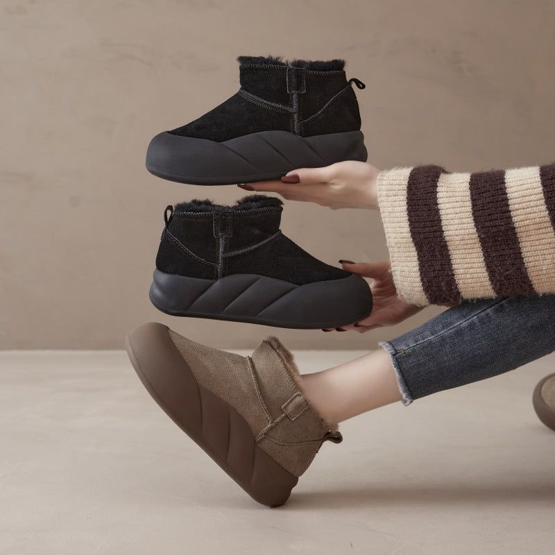 Women's Thick Bottom Flat Warm High Fur Snow Boots