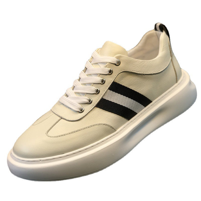 Men's British Style White Platform Hight Increasing Sneakers