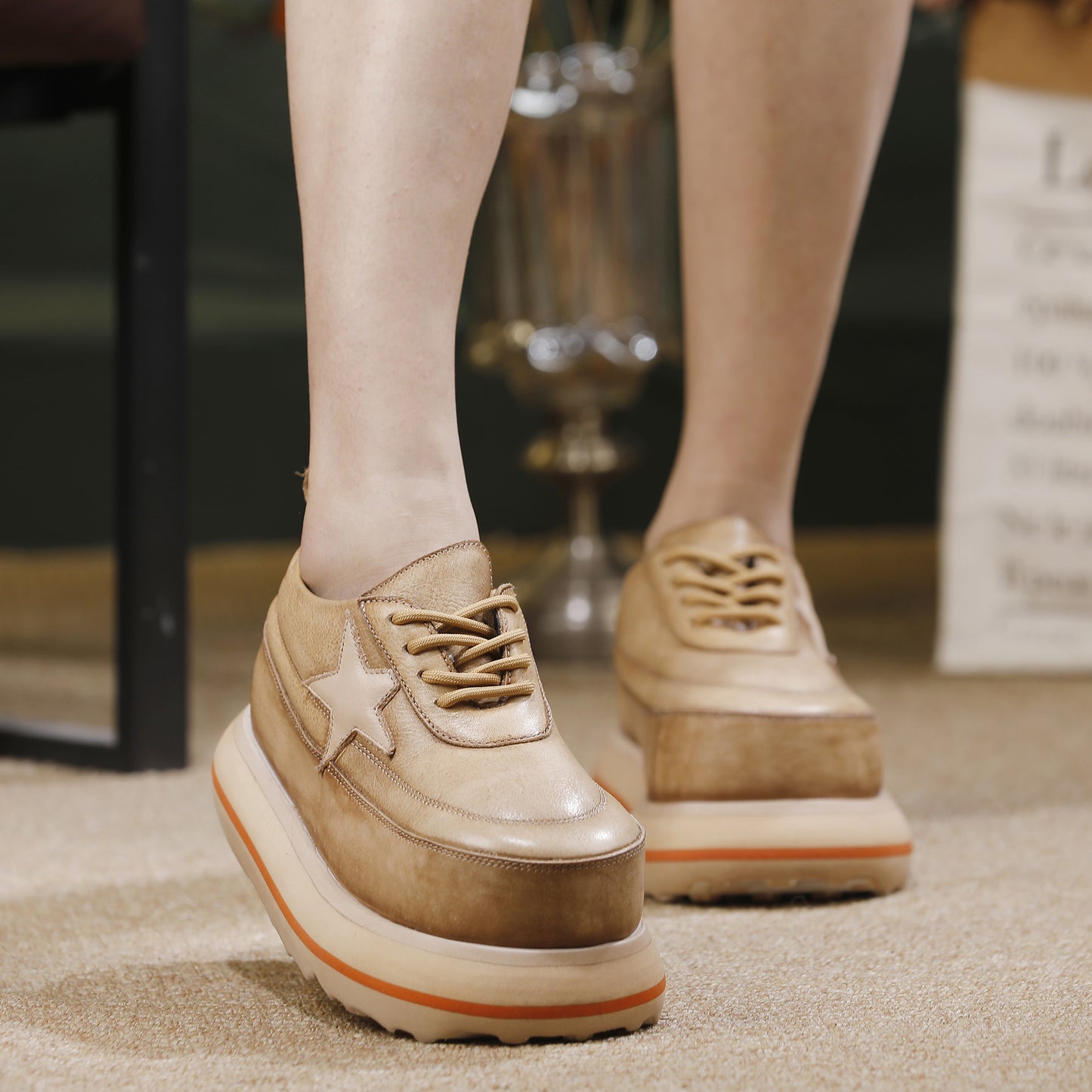 Women's Platform Retro Round Head Comfortable Four Sneakers