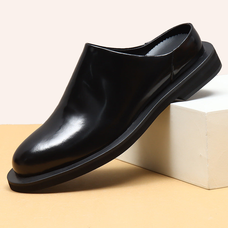 Men's Half Summer Thick Bottom Genuine Glossy Sandals