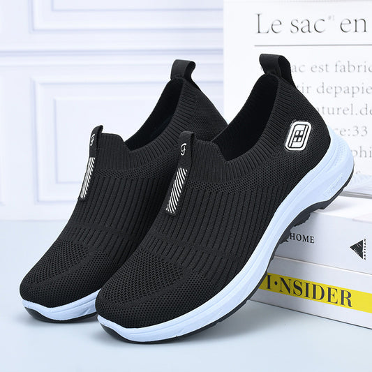 Flying Woven Breathable One Pedal Lazy Mom Casual Shoes