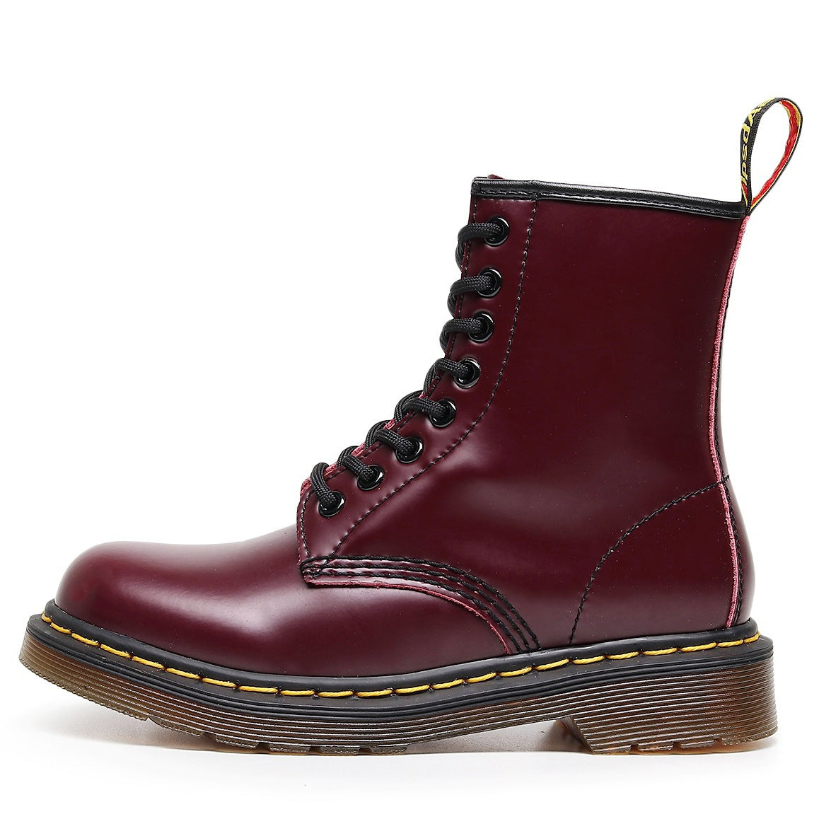 Women's & Men's High Top Working Wear Classic Hard Slit Bead Short Glossy Women's Leather Boots