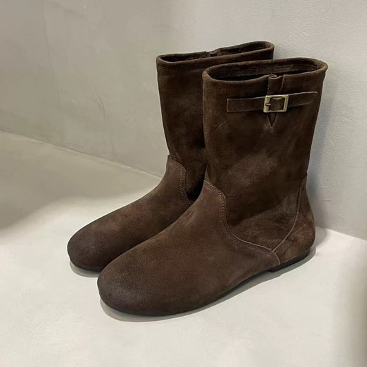 Women's Retro Easy Matching Height Increasing Insole Round Toe Western Cowboy Boots