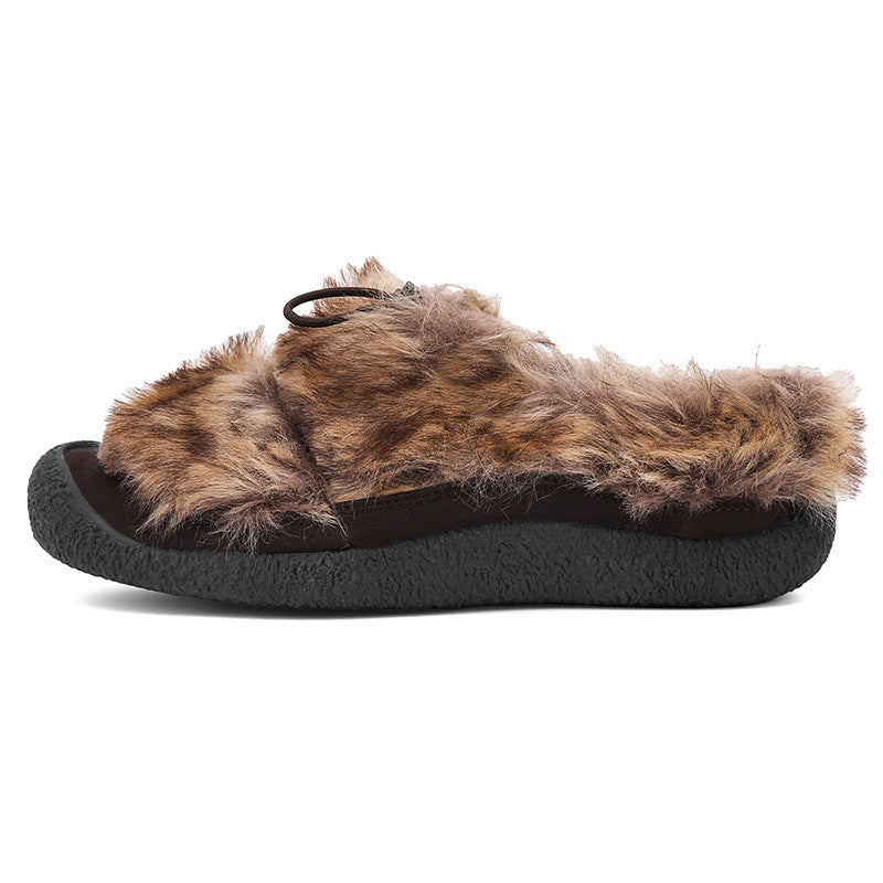 Women's Small Sheep Hooves Flat Warm Brush Outdoor Men's Shoes