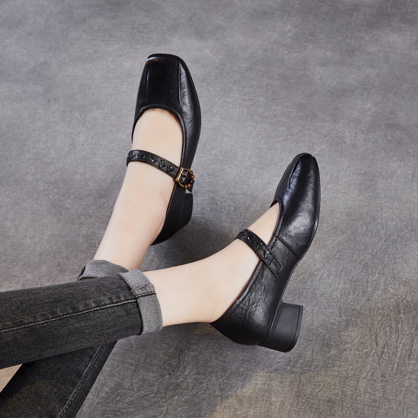 Women's Mary Jane Spring French Style Vintage Thick Bottom Leather Shoes