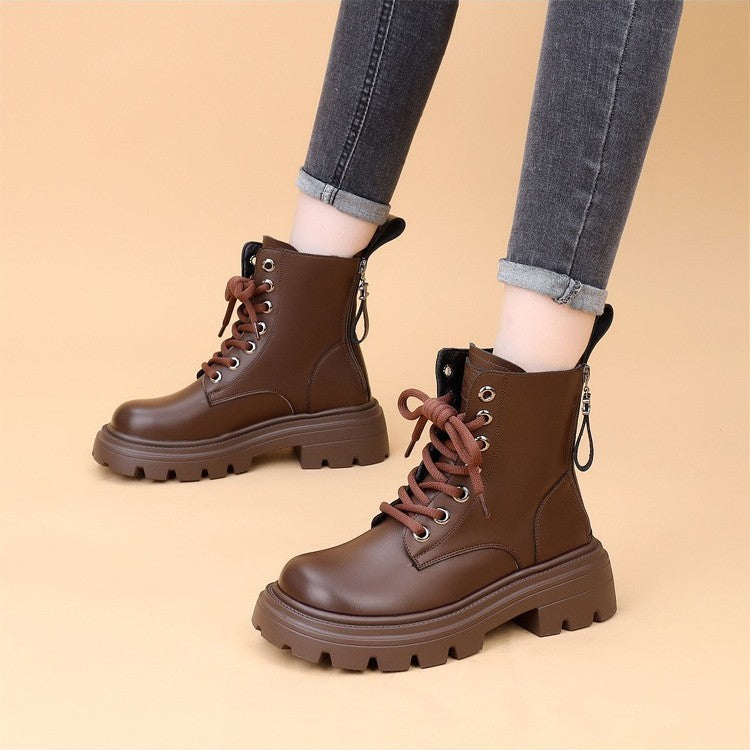 Women's Martin British Thick-soled Short Small Size Women's Leather Boots