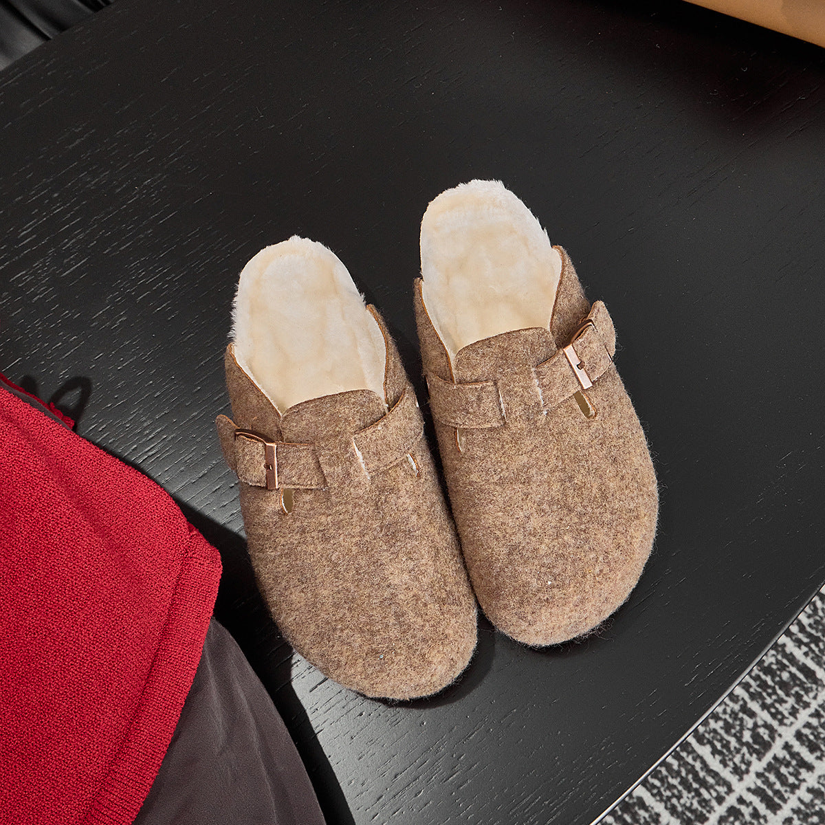 Women's Half Flat Toe Box Fluffy Outer Women's Shoes