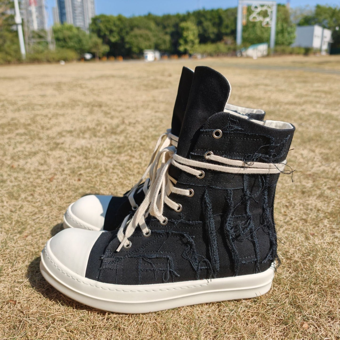 Men's Tassel Beggar Trendy Cool Platform Black Men's Canvas Shoes
