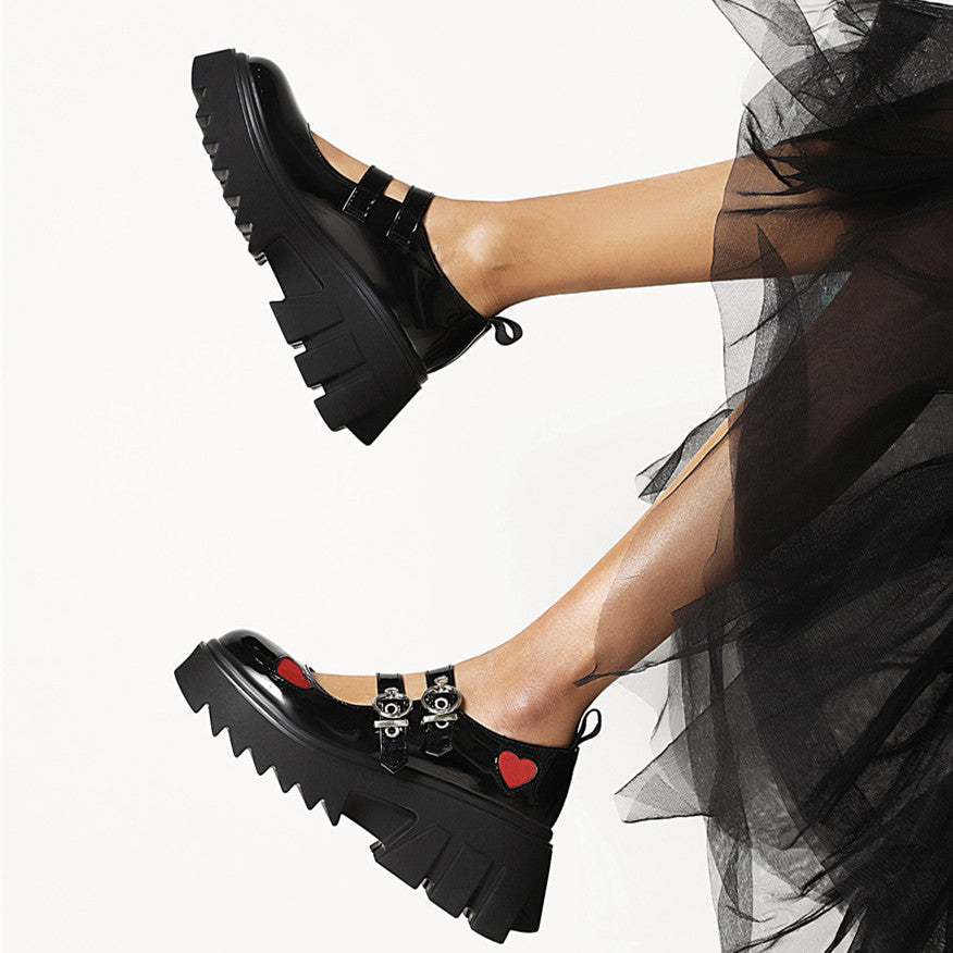 Women's Jane Autumn Platform Preppy Style Small Single-layer Retro Round Leather Shoes