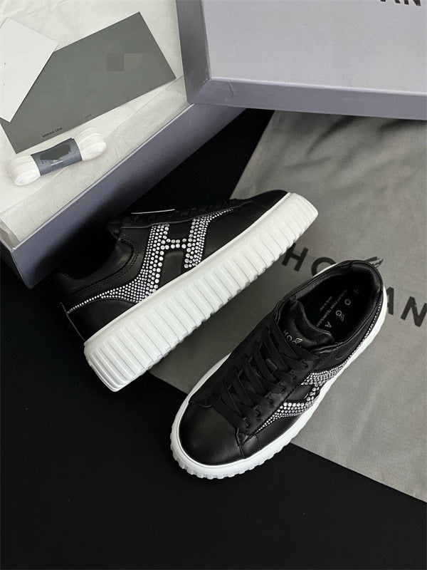 Women's Lace Color Block Lightweight Exercise Thick Sole Sneakers