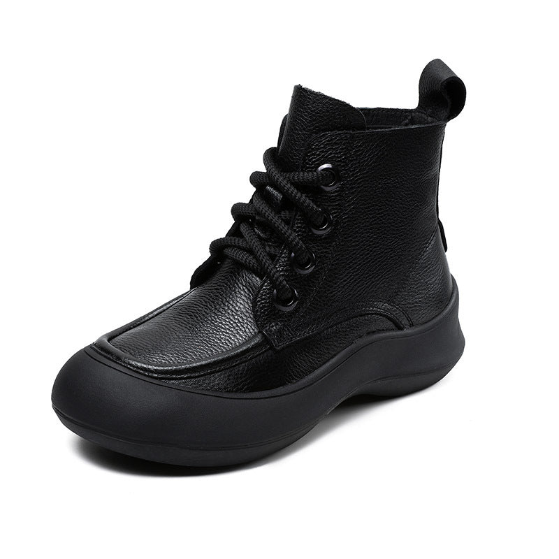 Women's With First Layer Of Cowhide Vintage Soft Bottom Short Winter Boots