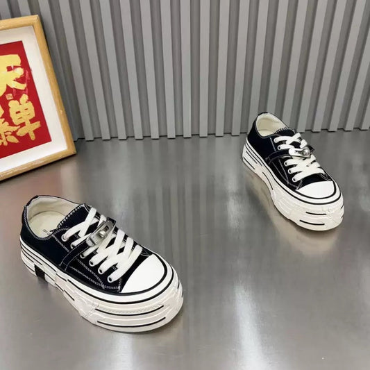 Korean Style Platform Western Versatile Elevator Women's Canvas Shoes