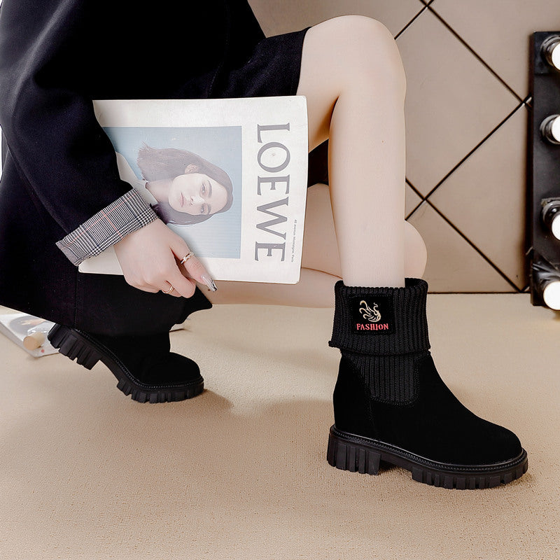 Women's Height Increasing Insole For Platform Wedge Thermal Women's Leather Boots