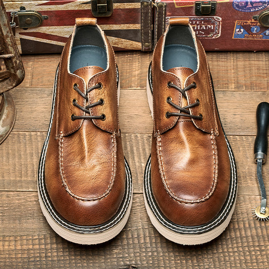 Men's British Retro Green Derby Soft Business Leather Shoes