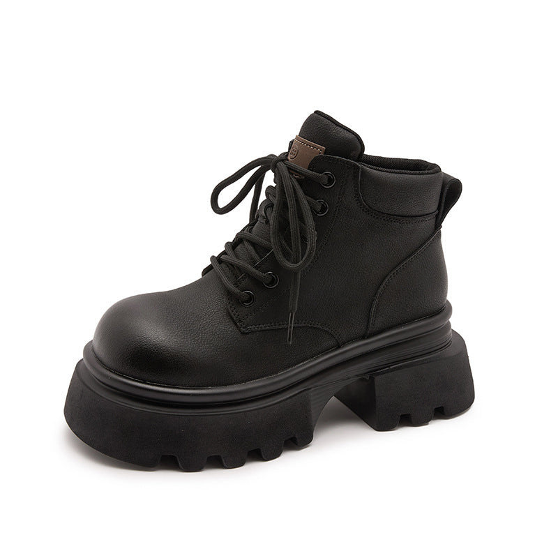 Women's Martin Chunky Platform Height Increasing British Style Boots