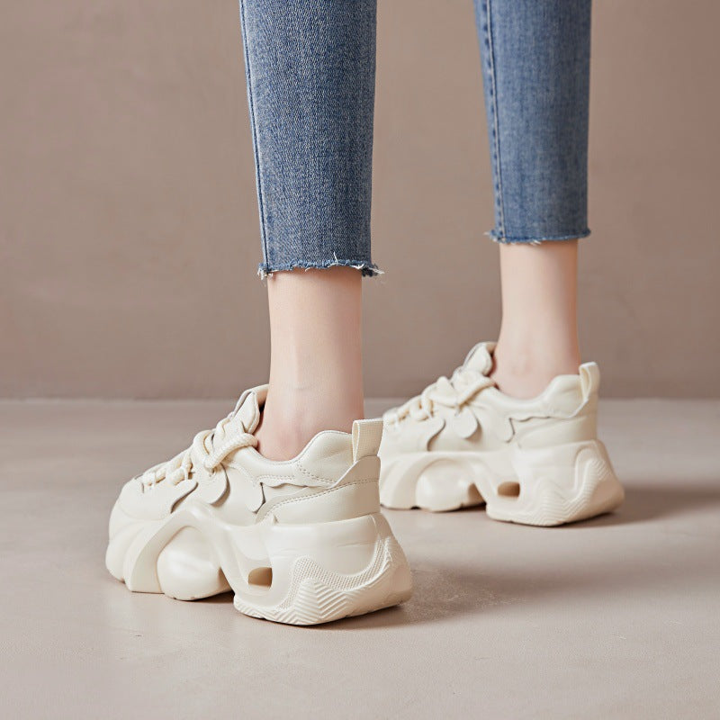 Women's Dad Spring White Versatile Platform Sports Sneakers