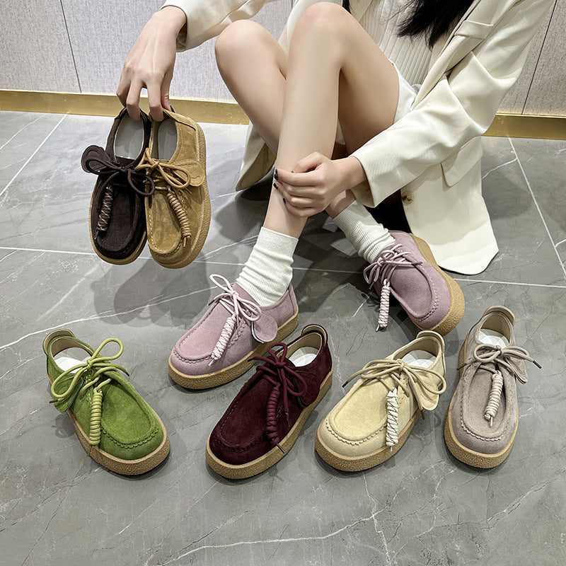 Women's & Men's Couple Platform Kangaroo Biscuit Derby Retro Women's Sports Shoes