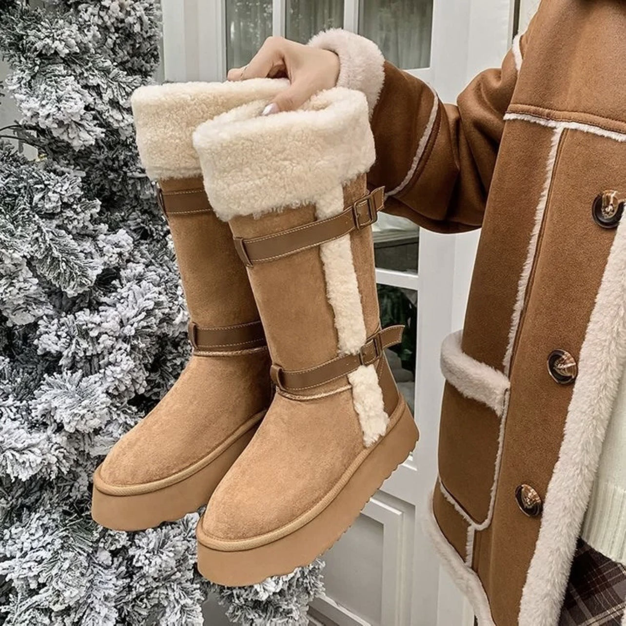 Women's Winter Platform Genuine Outdoor Veet Outer Snow Boots