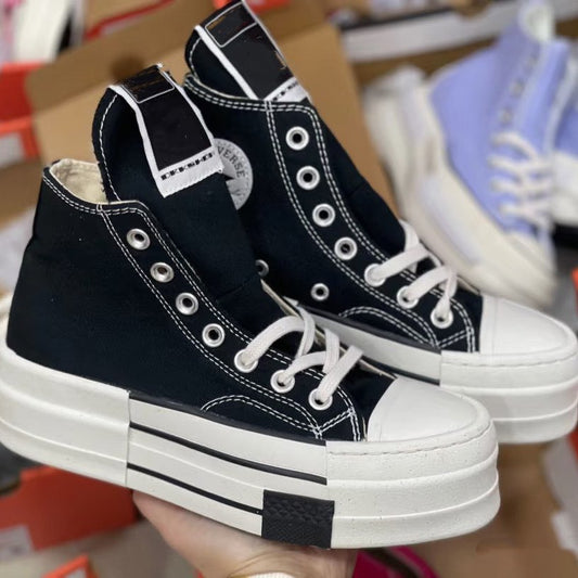 Durable Retro Platform Unisex For Couples Women's Canvas Shoes