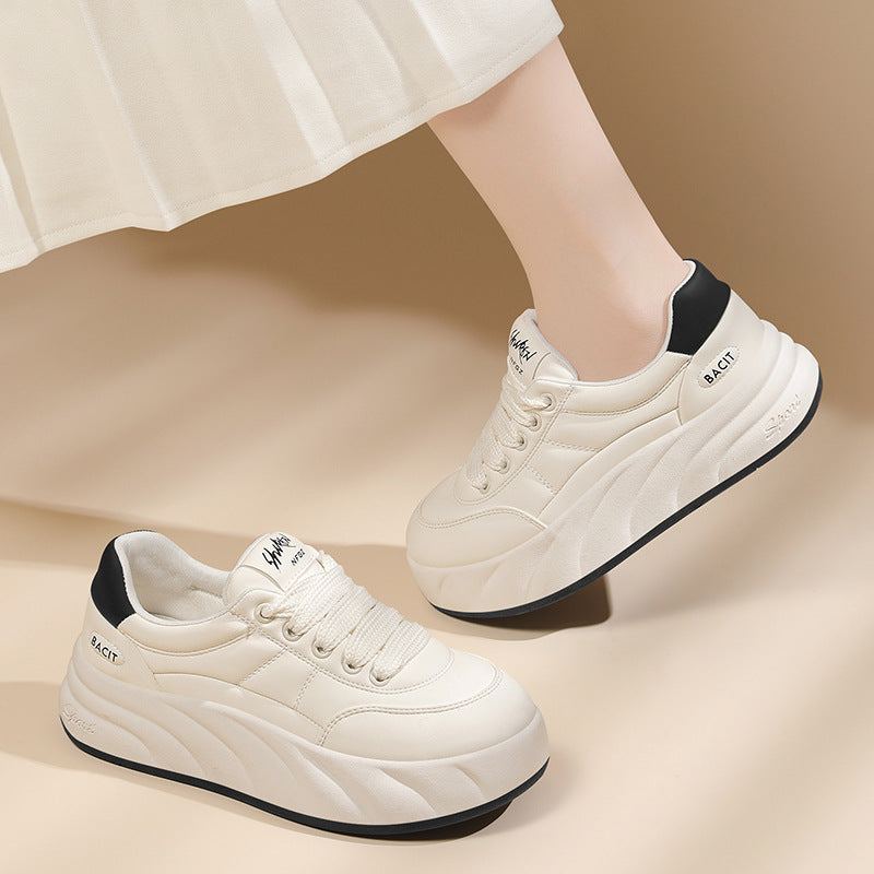 Women's Bread Platform White Spring Genuine Soft Sneakers
