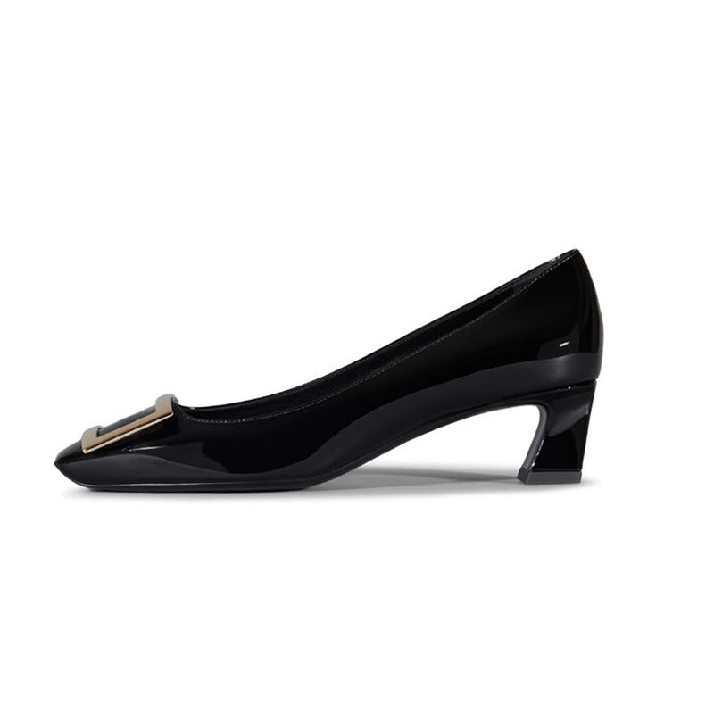 Women's Buckle Chunky High Stiletto Toe High-grade Commuter Heels