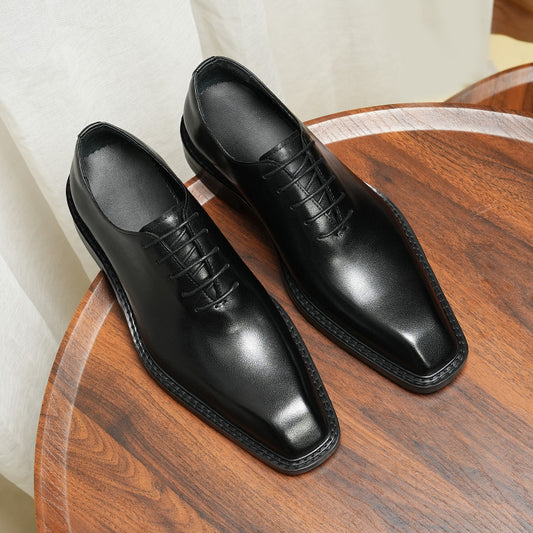 Men's Summer Wedding Business Formal Wear British Square Toe Leather Shoes