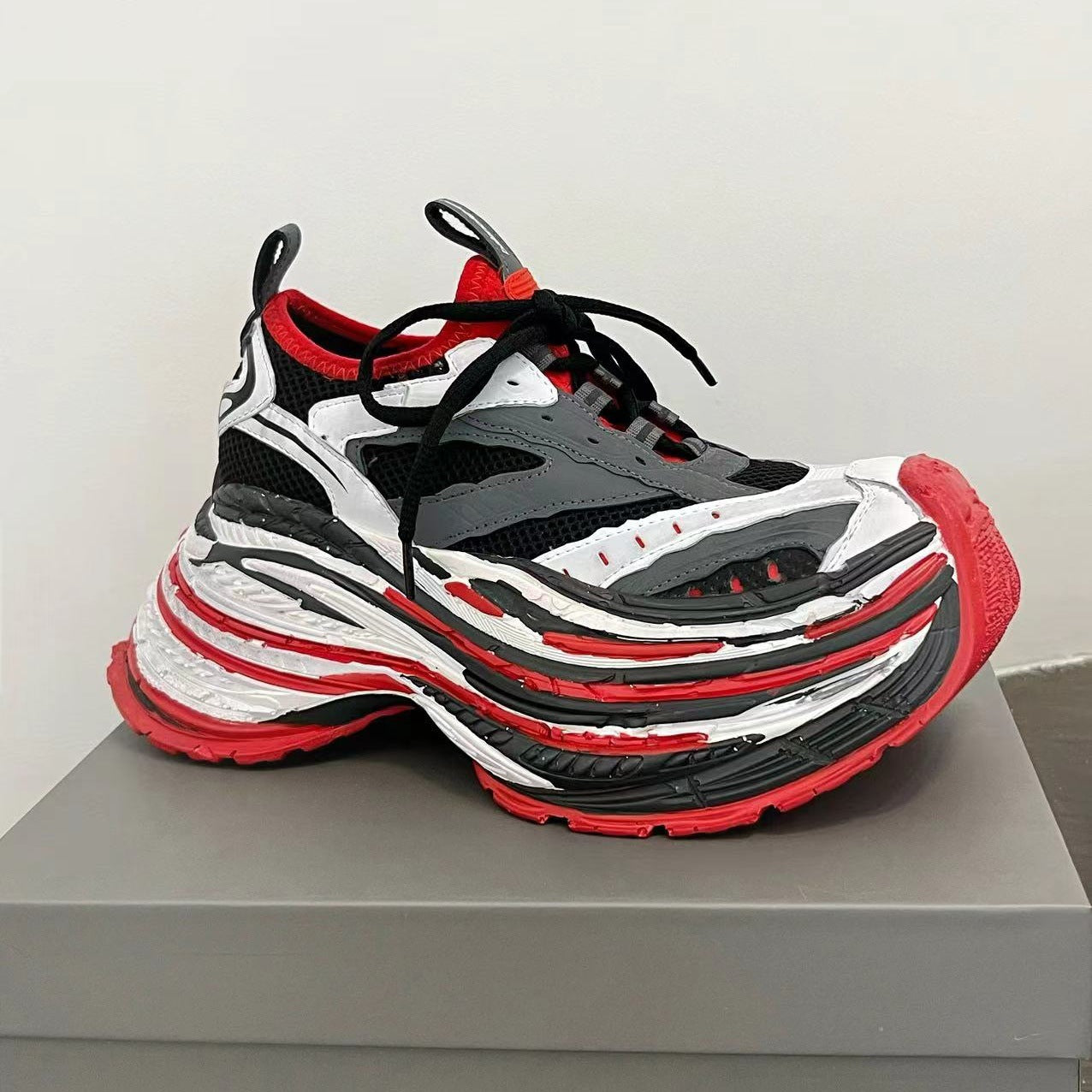 Women's & Men's Dad Distressed Mesh Color Matching Thick Bottom Heightened Women's Sports Shoes