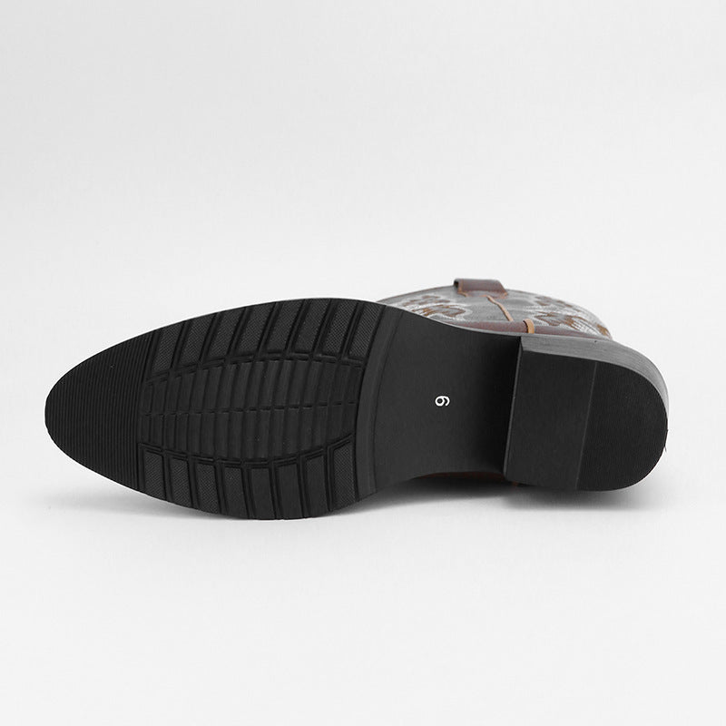 Men's Embroidery Retro High Pointed Western Cowboy Boots