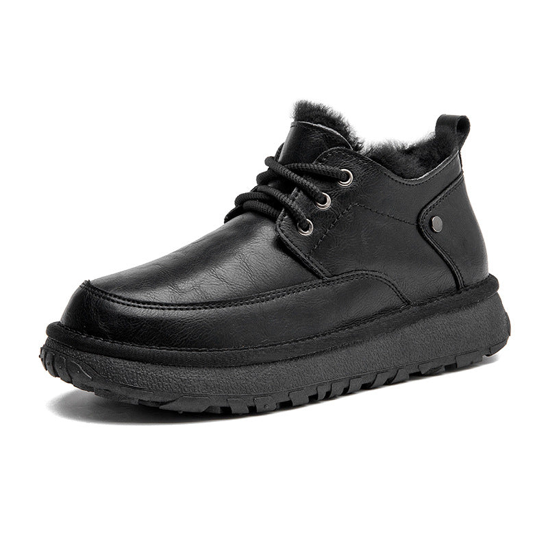 Men's Winter Sheep Fur Integrated Fleece Lined Padded Warm Keeping Snow Boots