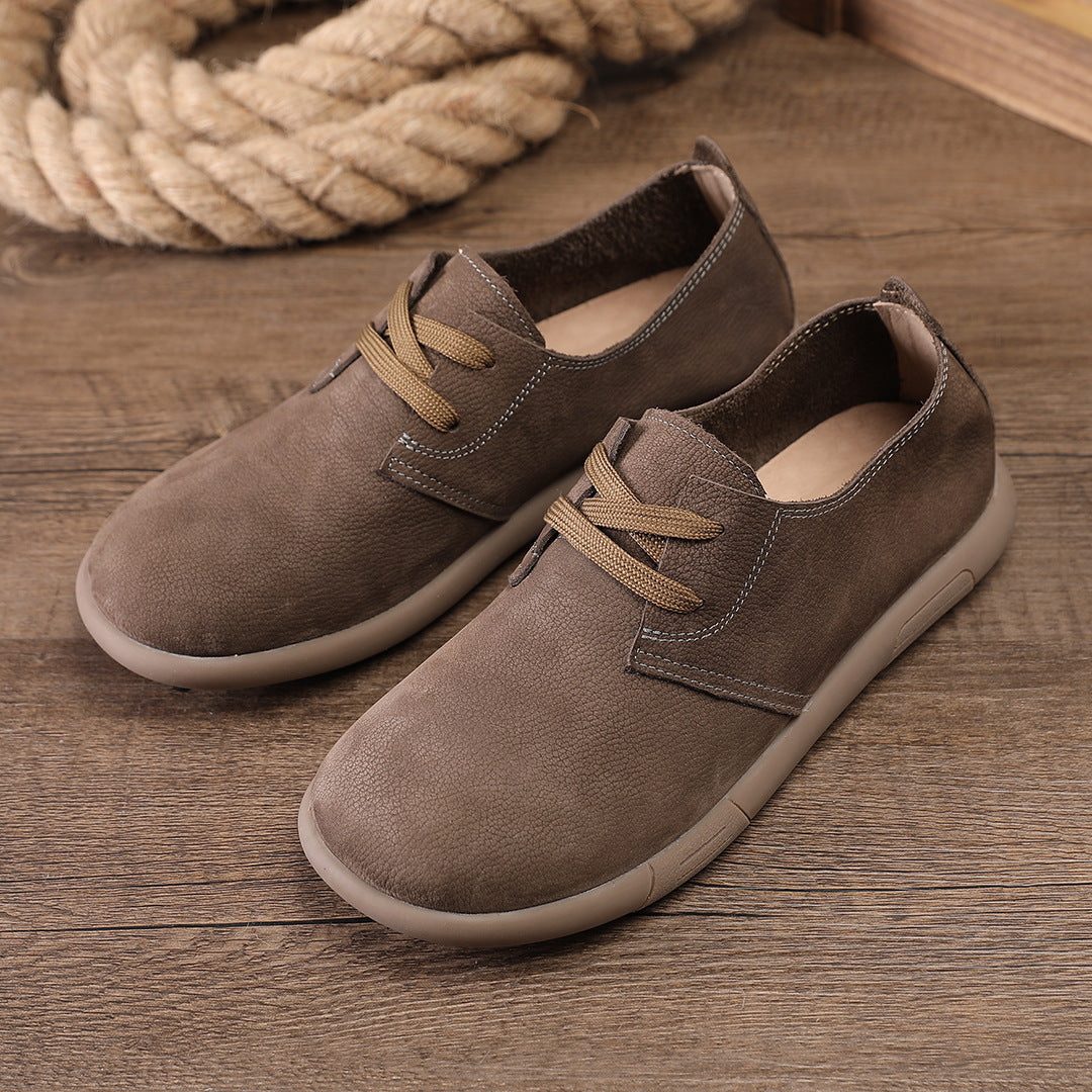 Men's Single Layer British Leisure Top Cowhide Soft Bottom Comfortable Big Leather Shoes