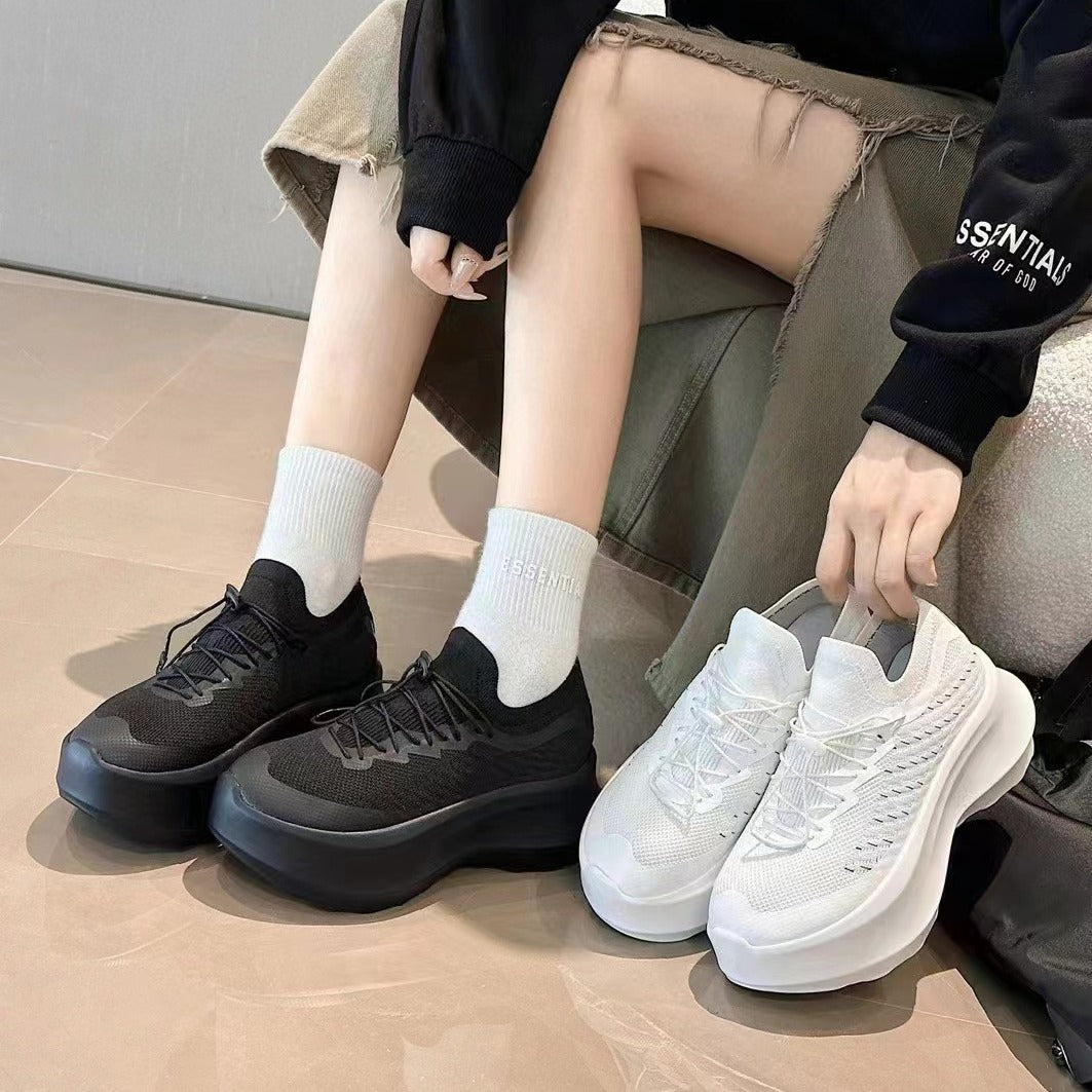 Increased Muffin Platform Flying Woven Autumn Casual Shoes