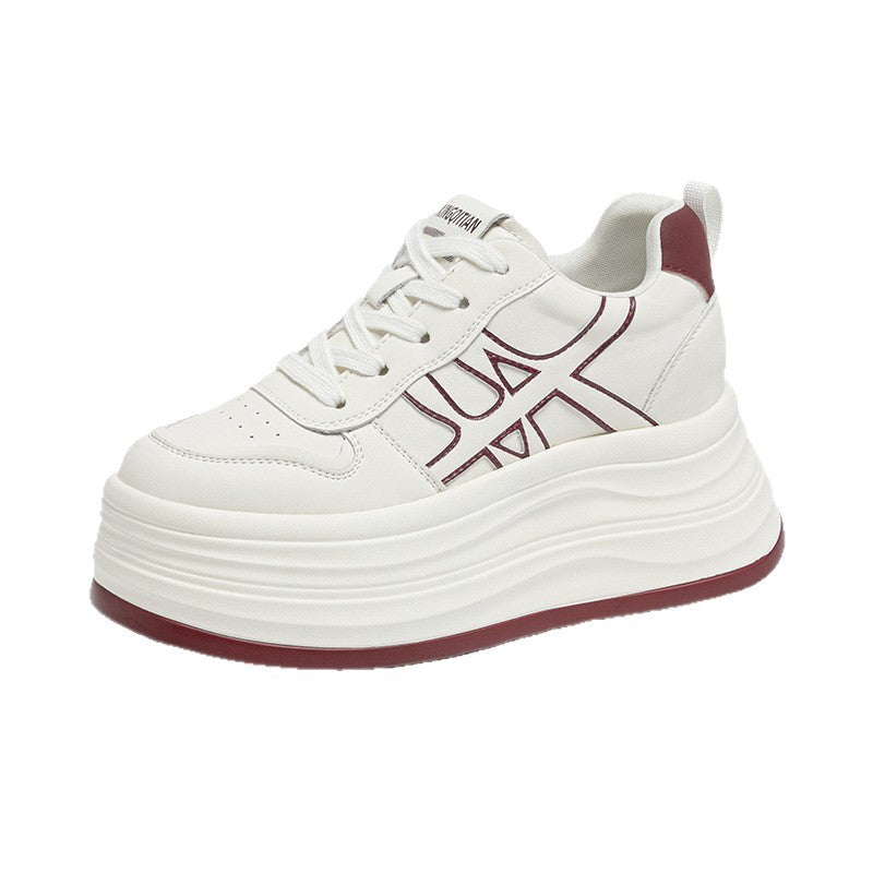 Women's Light White Korean Style Platform Height Sneakers