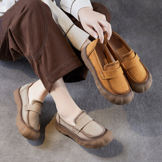 First Layer Cowhide Soft Bottom Handmade Women's Casual Shoes