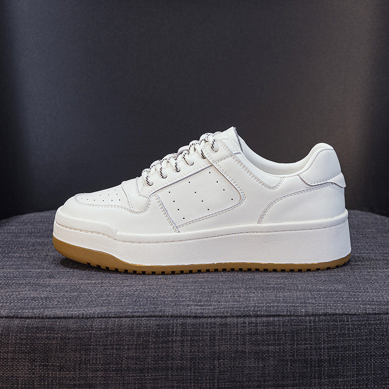 Women's Layer Cowhide Platform White Spring Small Man Women's Board Shoes