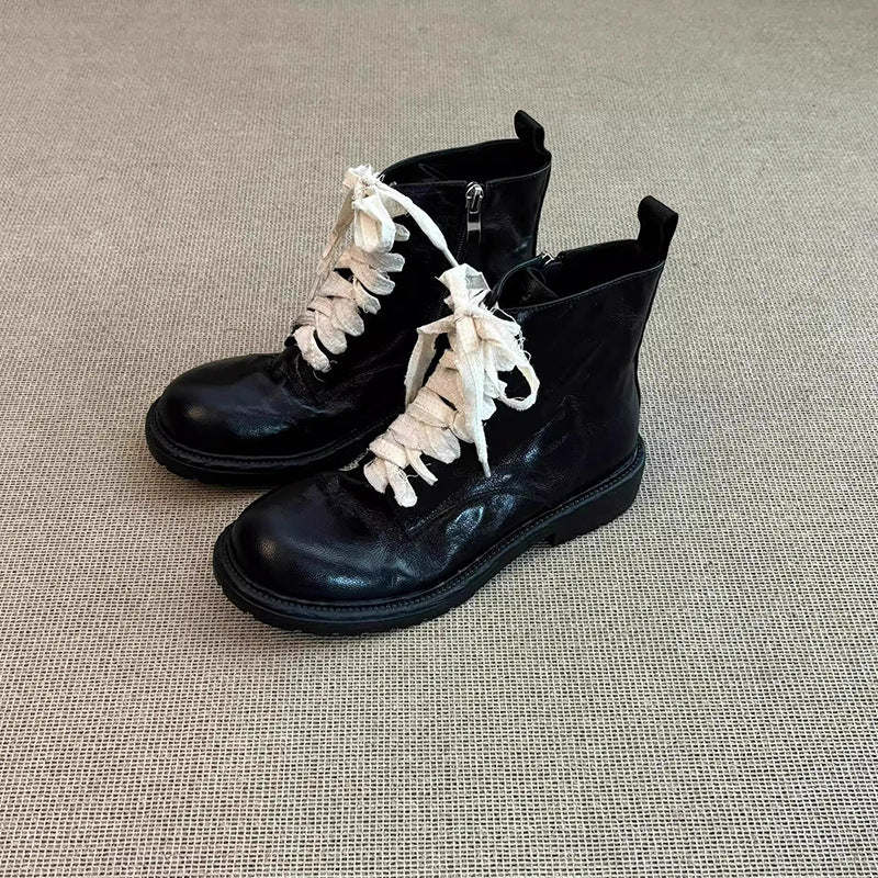 Women's Style Chunky Low Martin Thin Strap Fashion Boots