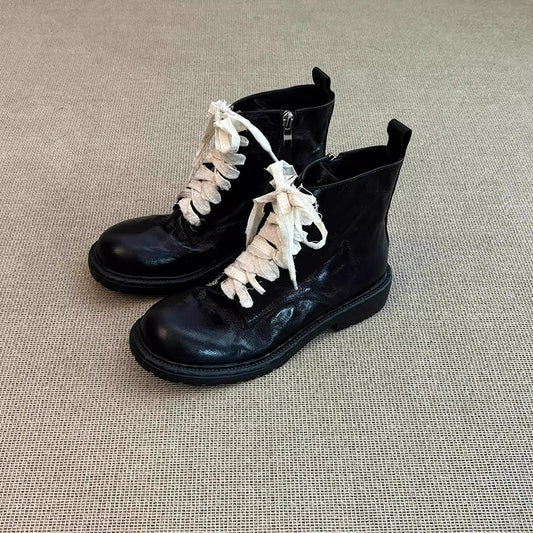 Women's Style Chunky Low Martin Thin Strap Fashion Boots