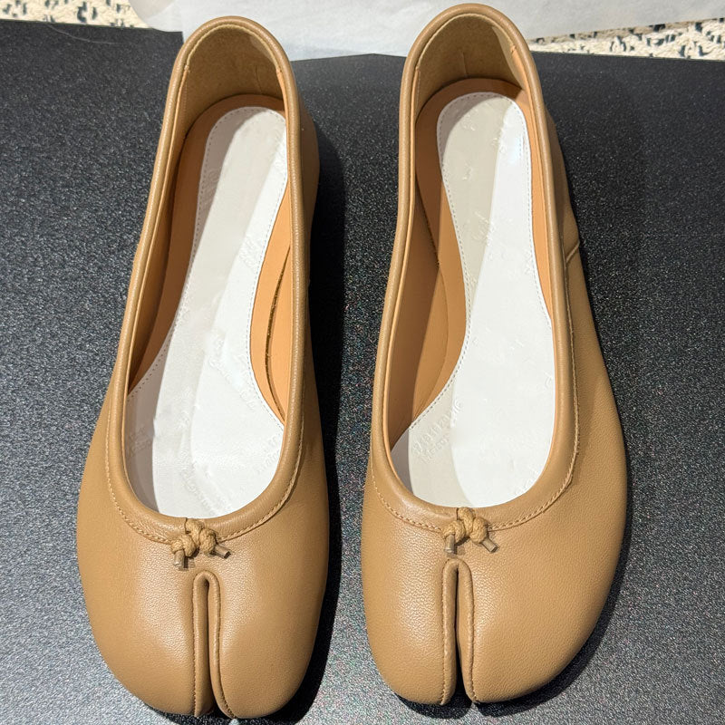Women's Tabi Sheepskin Flat Pumps Shallow Mouth Ballet Women's Casual Shoes