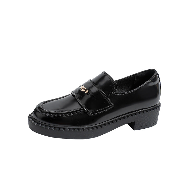 Women's British Platform One Pedal Small Gold Coin Loafers