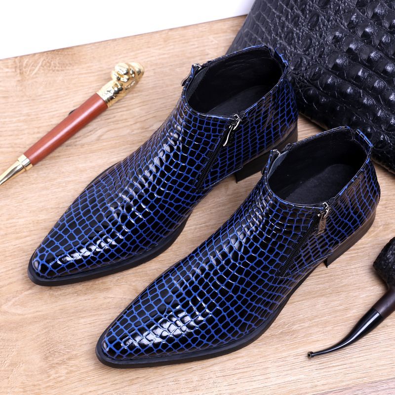 Men's Trendy Ankle European Version Pointed Plus Size Leather Shoes