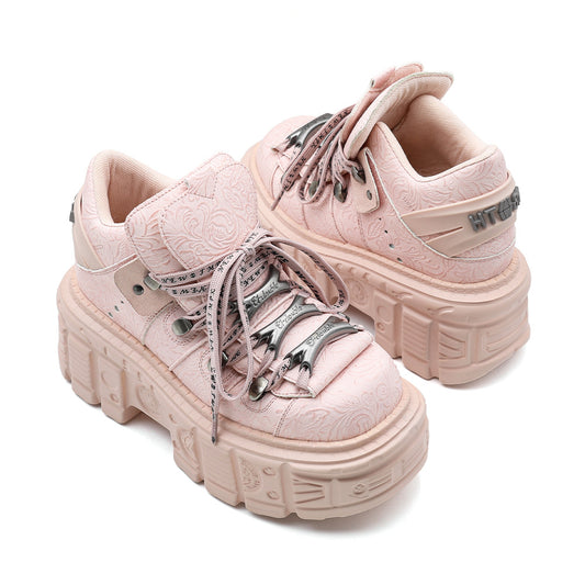 Women's Thick-soled Metal Platform Height Increasing Street Shooting Punk Tank Boots