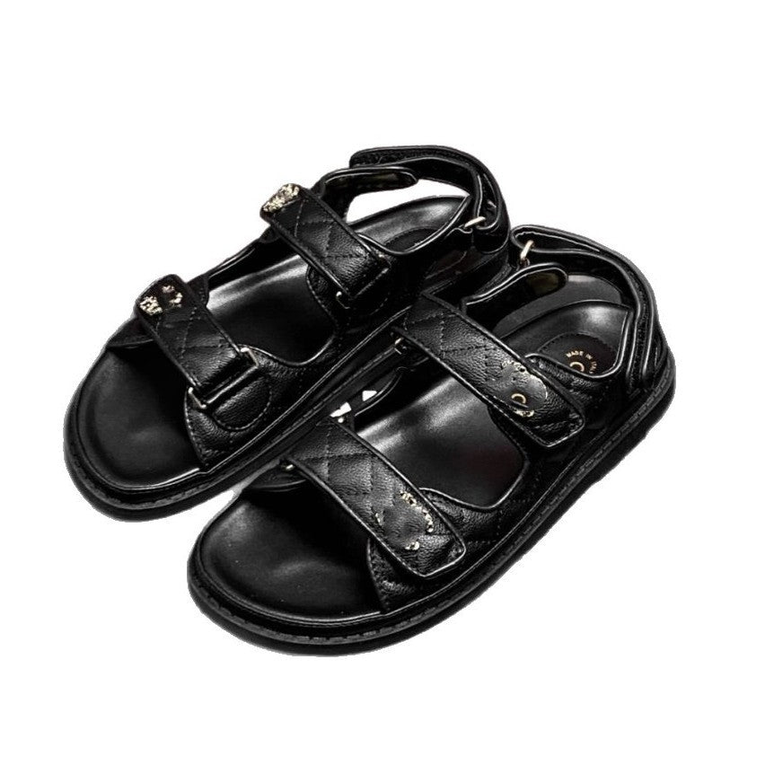 Women's Small Rhombus Drill Buckle Velcro Thick Soft Bottom Muffin Outdoor Sandals