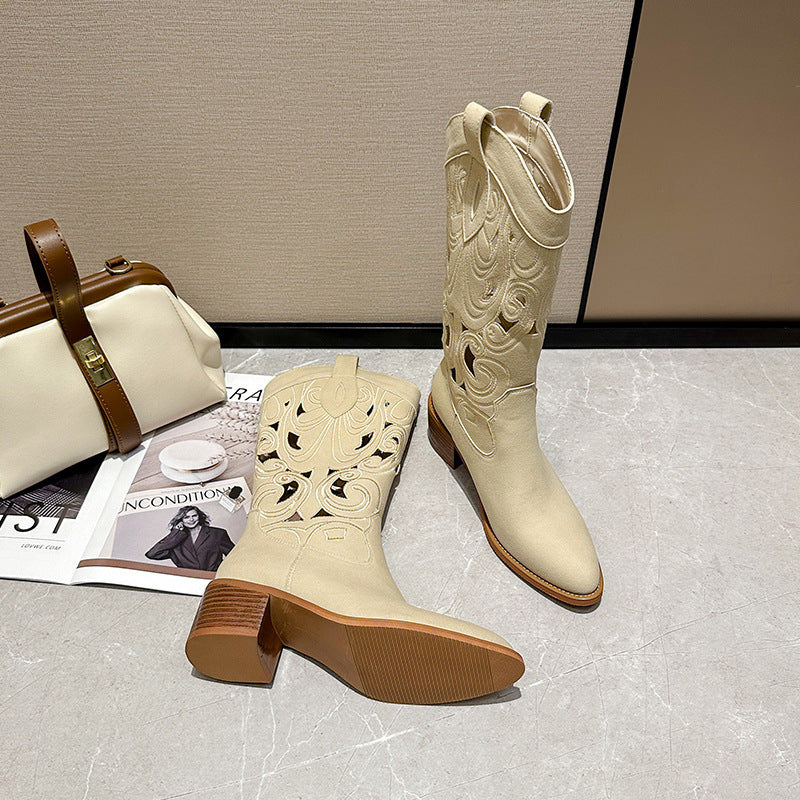 Women's Knight Retro Large Small Size Breathable Women's Leather Boots