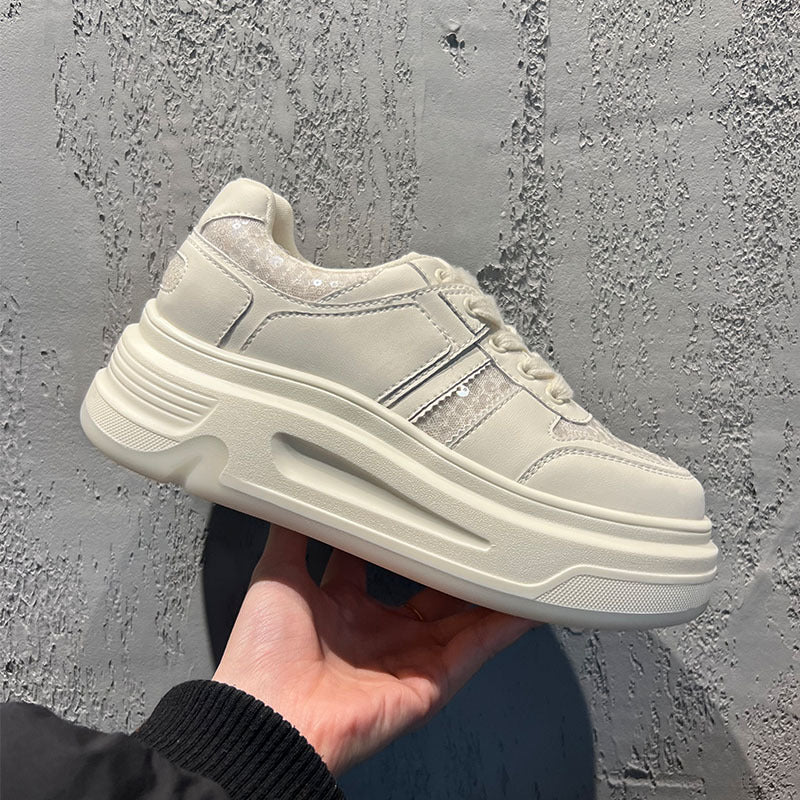 Women's Bottom White For Spring Platform Height Increasing Commuting Women's Sports Shoes