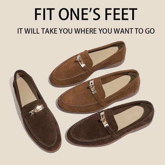 Women's Gold Lock Suede Retro Easy Matching Loafers