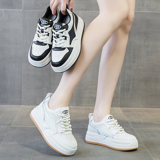 Women's White Platform Muffin Small Sports Clunky Casual Shoes