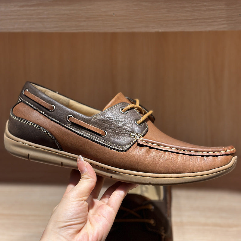 Men's First Layer Cowhide Lightweight Pumps Fashion Retro Men's Casual Shoes